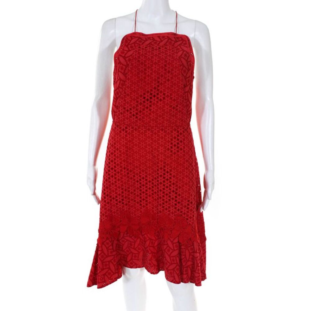 Sachin & Babi Womens Waltz Floral Lace Shift Dress Red Cotton Size 6 10651247